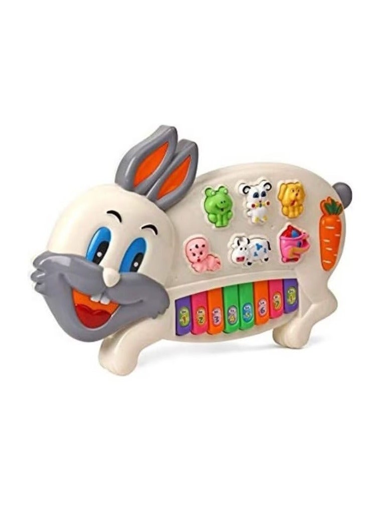 Musical Rabbit-Shaped Piano Toy with Flashing Lights - Image 2